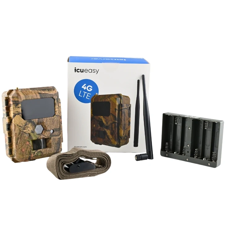 Zestaw Fotopułapka ICUEASY 4G/LTE GSM 8Mpx 6 diod IR 30m doświetlenia + Karta SD 32 GB + 8xAA