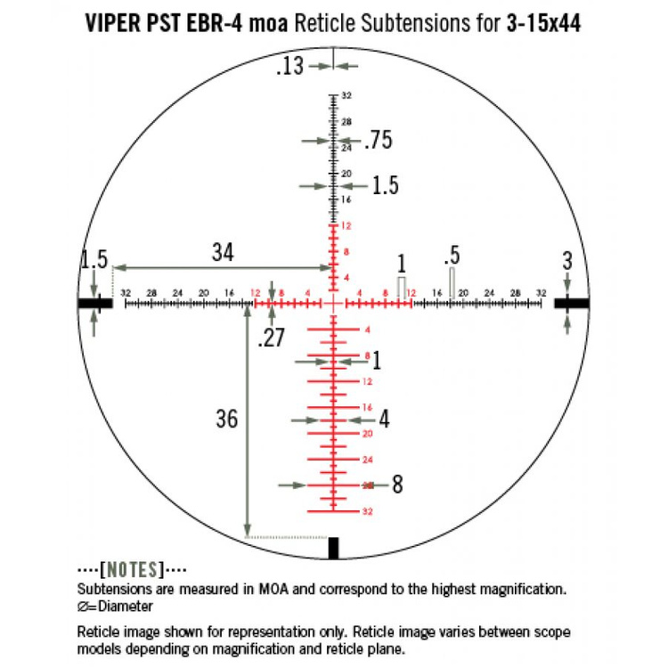 Luneta Vortex Viper PST II 3-15x44 30 mm AO EBR-4