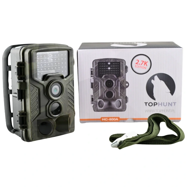 Zestaw Fotopułapka kamera leśna TOPHUNT HC800A FHD 42xIR 16MPX + Karta SD 32 GB +8xAA