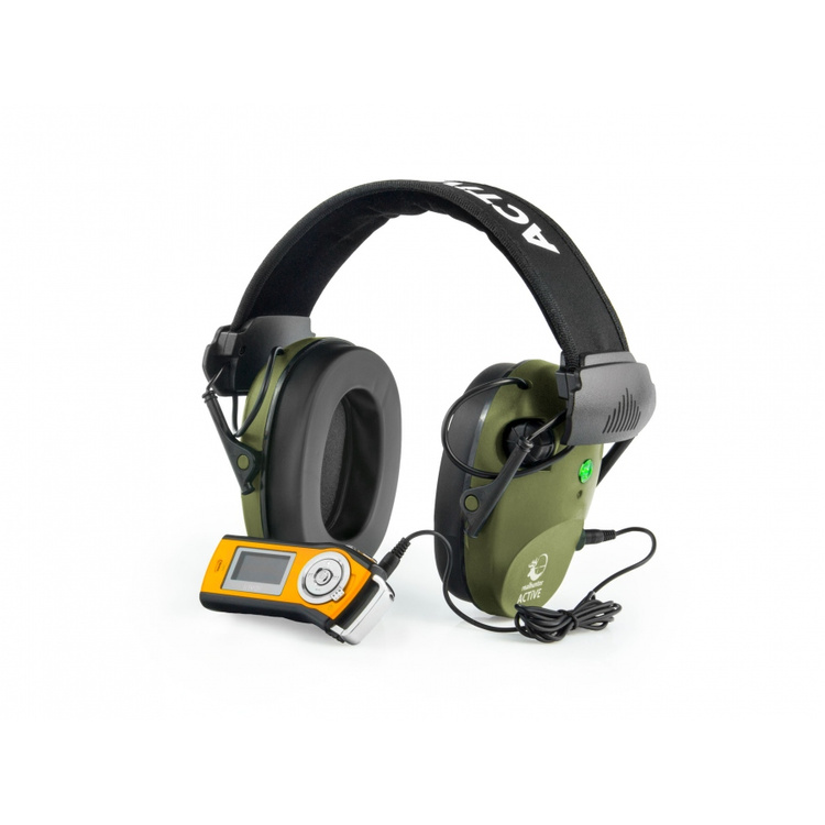 Ochronniki słuchu aktywne RealHunter Active PRO oliwkowe + okulary