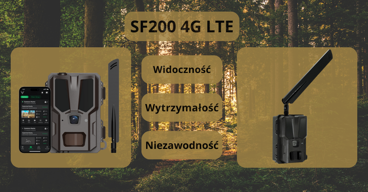 SiFar SF200 — fotopułapka 4G LTE 20 Mpx Full HD, IR 940nm, IP66, zasilanie AA z opcją solar, karta SIM w zestawie