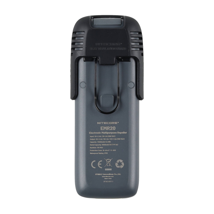 Bezprzewodowy odstraszacz komarów Nitecore EMR20 2w1 czarny