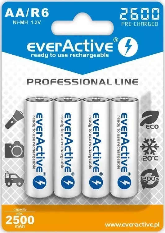 Akumulatorki AA / R6 everActive Ni-MH 2600 mAh ready to use - 4 sztuki