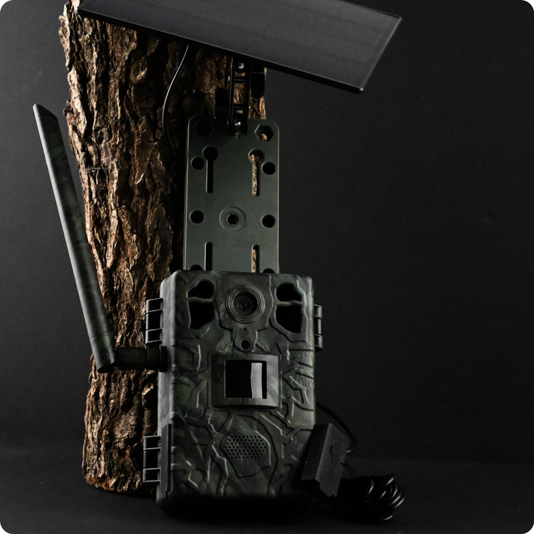 Zestaw Fotopułapka GSM Kamera Leśna TOPHUNT H6 Green Panel Solarny 6xAkumulator 18650 Karta SD 32 GB Karta SIM Orange