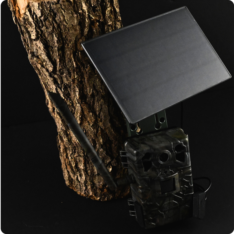 Zestaw Fotopułapka gsm Kamera Leśna TOPHUNT H6 Dark Green Panel Solarny 6xAkumulator 18650 Karta SD 32 GB Karta SIM Orange