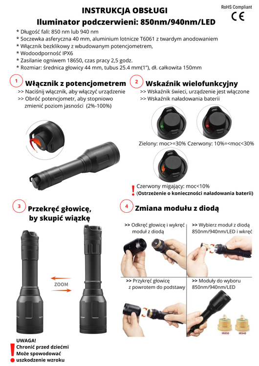 Iluminator Laserowy Podczerwieni X-Hog 01 940nm 600m