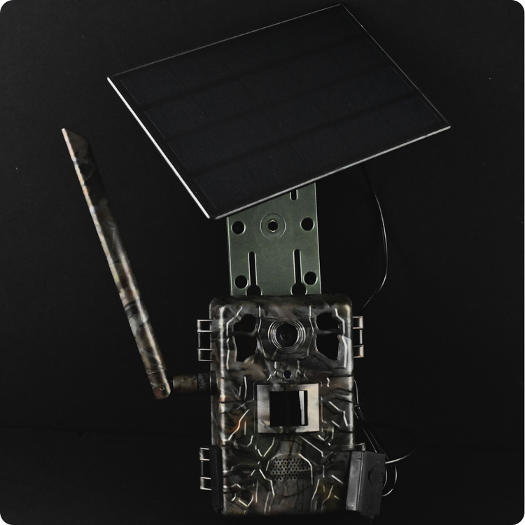 Zestaw Fotopułapka gsm Kamera Leśna TOPHUNT H6 Dark Green Panel Solarny 6xAkumulator 18650 Karta SD 32 GB Karta SIM Orange