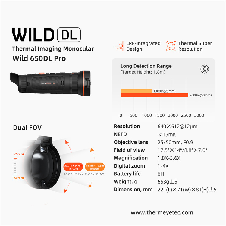 ThermTec Wild 650DL Pro - monokular termowizyjny z dalmierzem na polowanie