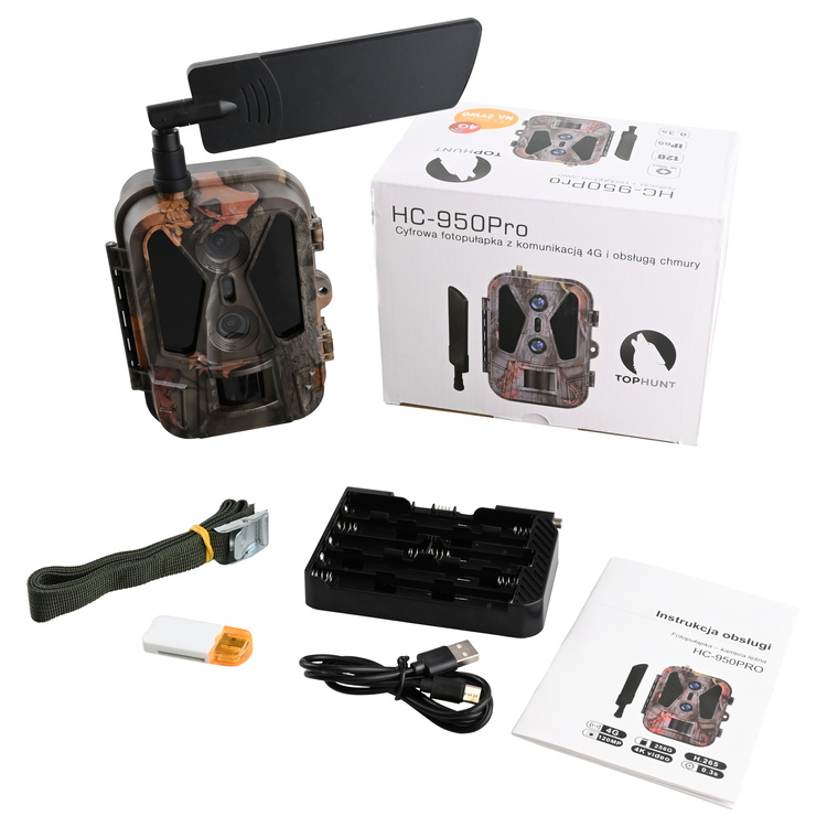 Kamera Leśna Fotopułapka 4K 4G LTE PODGLĄD na ŻYWO Aplikacja HC-950Pro AKU