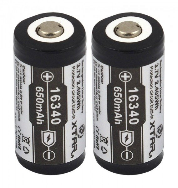 Akumulator XTAR 16340 / R-CR123 3,7V Li-ion 650mAh z zabezpieczeniem