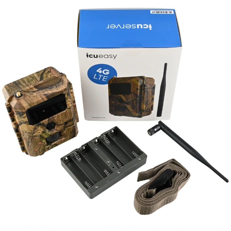 Zestaw Fotopułapka ICUEASY 4G/LTE GSM 8Mpx 6 diod IR 30m doświetlenia + Karta SD 32 GB + 8xAA