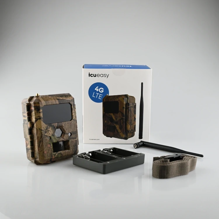 Zestaw Fotopułapka ICUEASY 4G/LTE GSM 8Mpx 6 diod IR 30m doświetlenia + Karta SD 32 GB + 8xAA