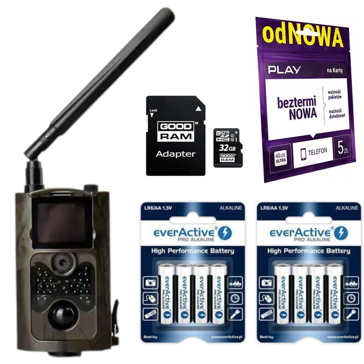 Zestaw Fotopułapka GSM HC-550LTE-4G + 8xAA + SD 32GB + SIM